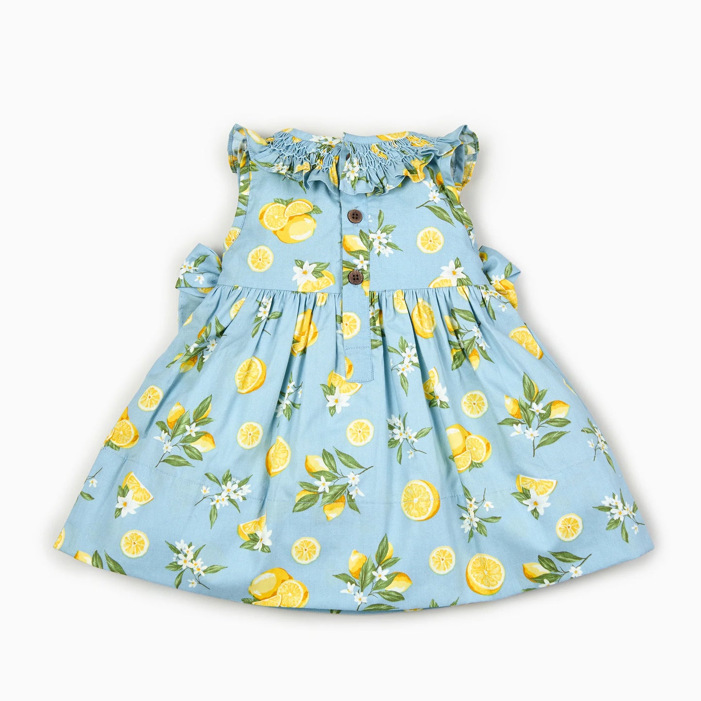 Lemon Blossom Matching Dress and Shirt Set- Blue,6M to 8T