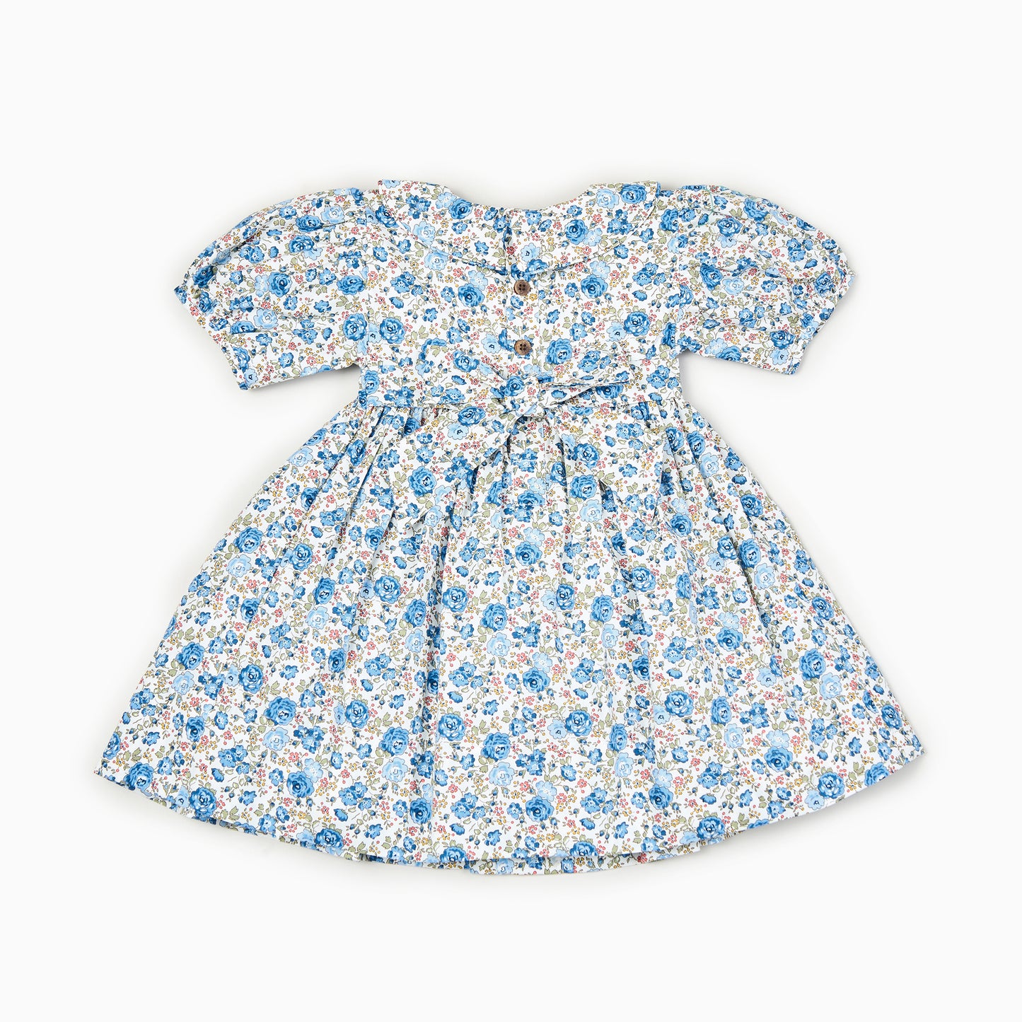 Ditsy Blue Floral Hand Smocked Dress,6M to 8T.