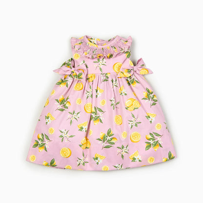 Lemon Blossom Matching Dress and Shirt Set- Blue,6M to 8T