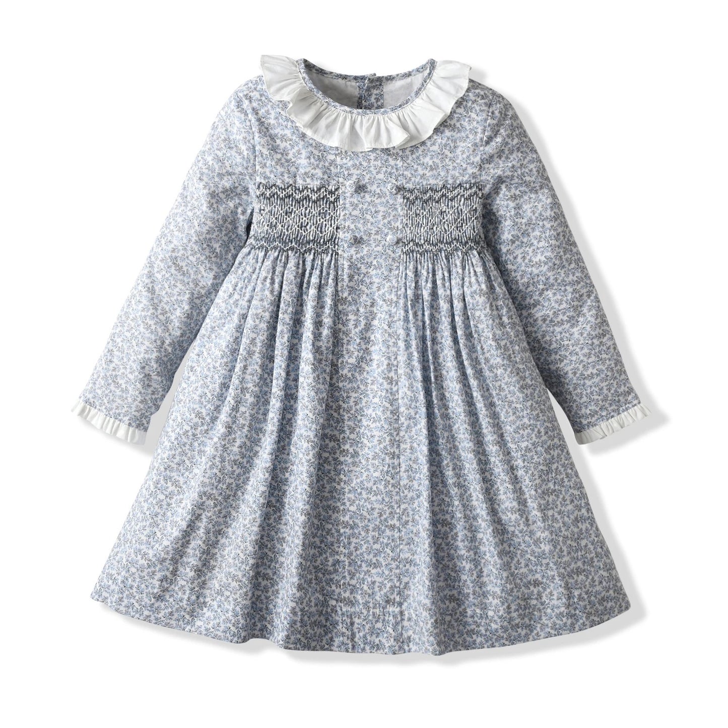 Timeless Floral Hand-Smocked Dress,Pink/Blue,12M to 8T