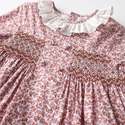 Timeless Floral Hand-Smocked Dress,Pink/Blue,12M to 8T