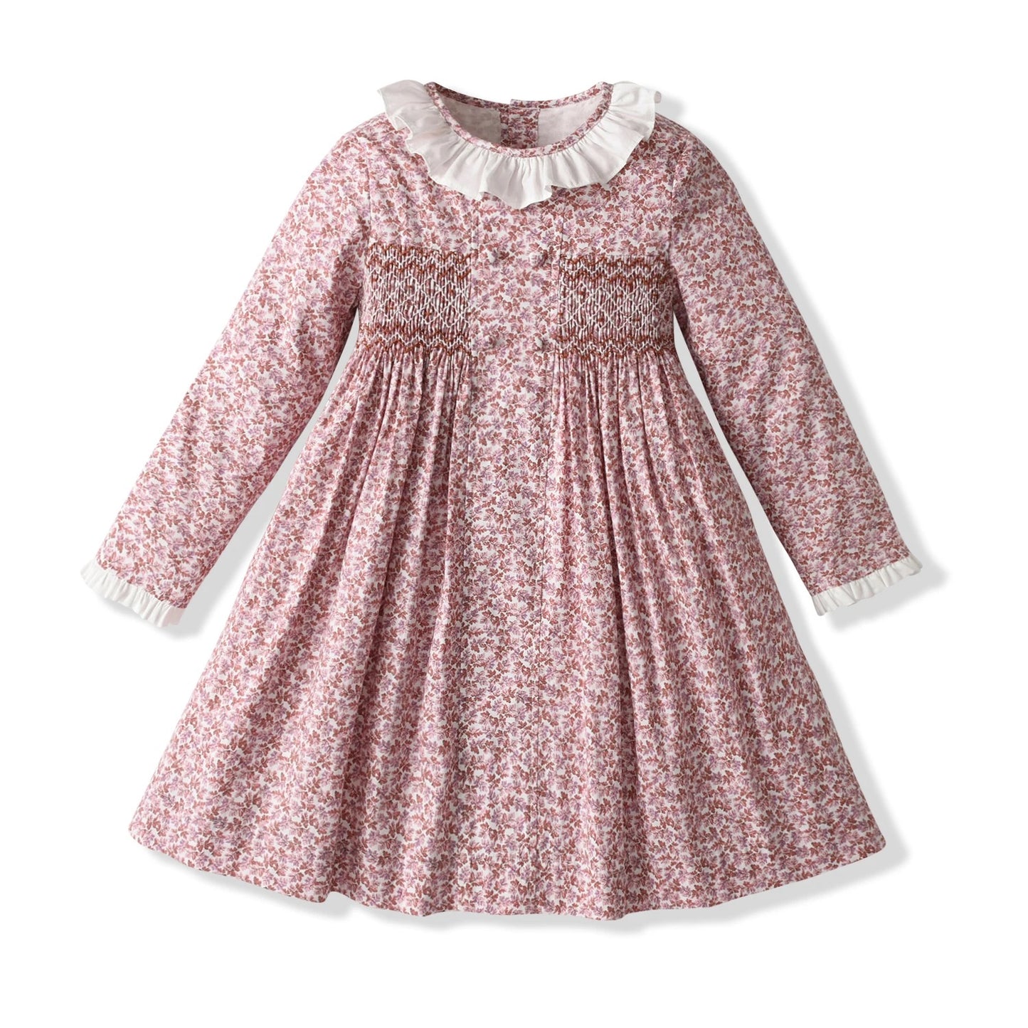 Timeless Floral Hand-Smocked Dress,Pink/Blue,12M to 8T