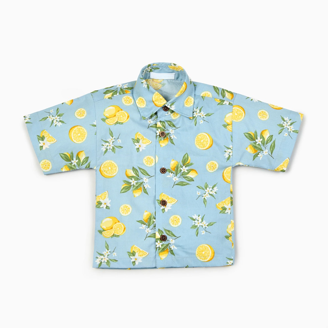 Lemon Blossom Matching Dress and Shirt Set- Blue,6M to 8T