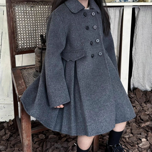 Classic Wool Double-Breasted Coat,2T to 8T