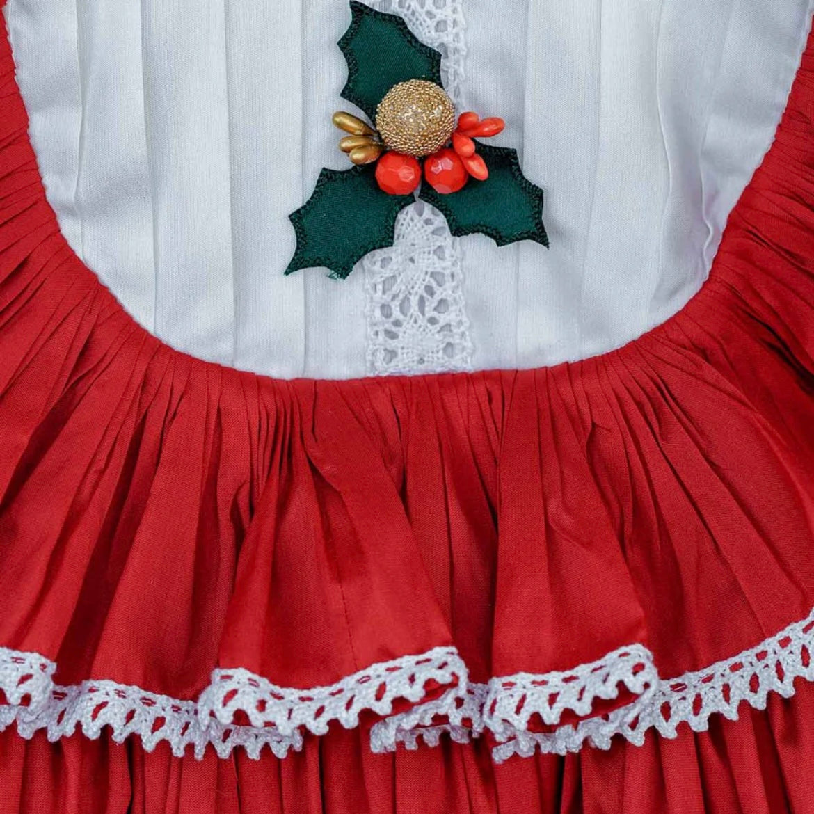 Red & White Lace Holiday Dress,3M to 8T