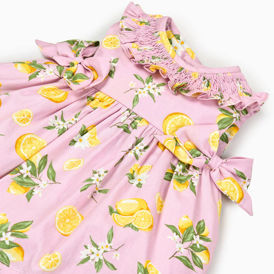 Lemon Blossom Matching Dress and Shirt Set- Blue,6M to 8T