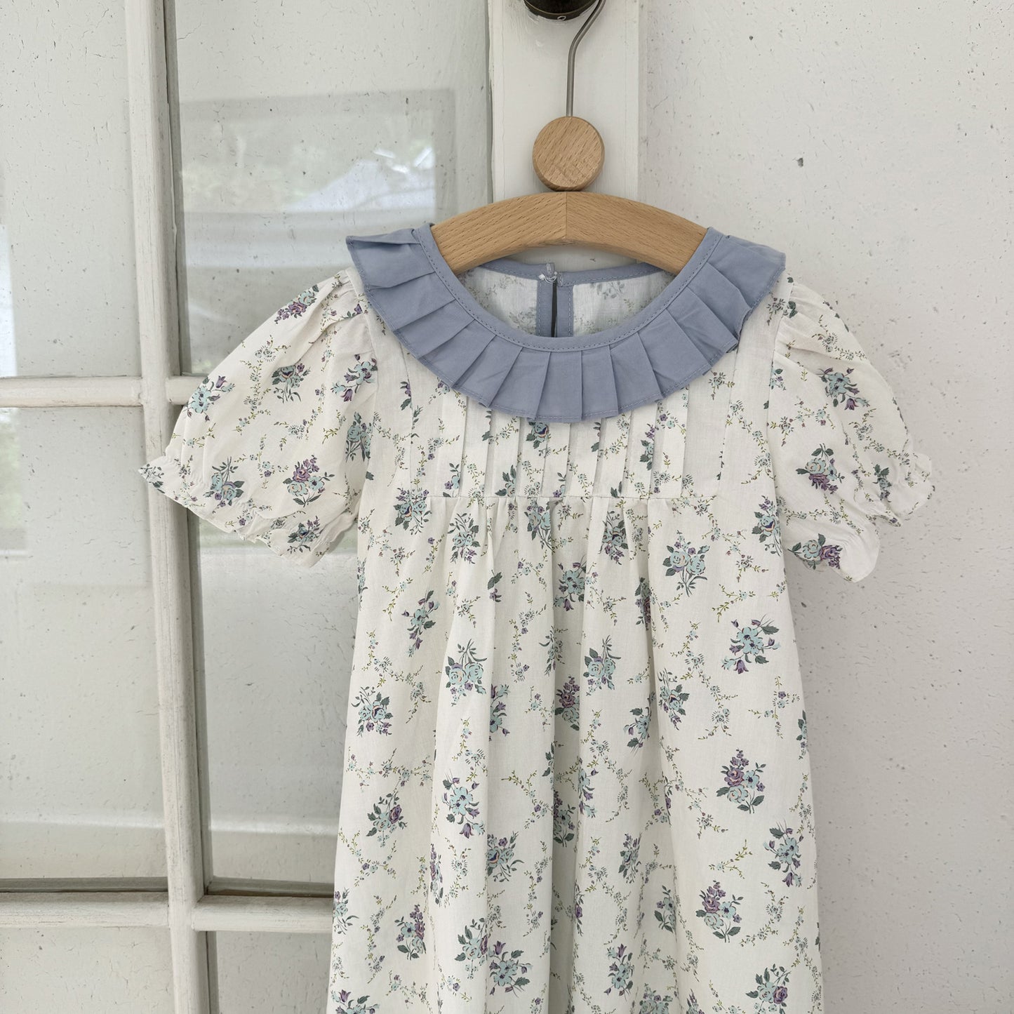 French Floral Pleated Dress,3T to 8T.