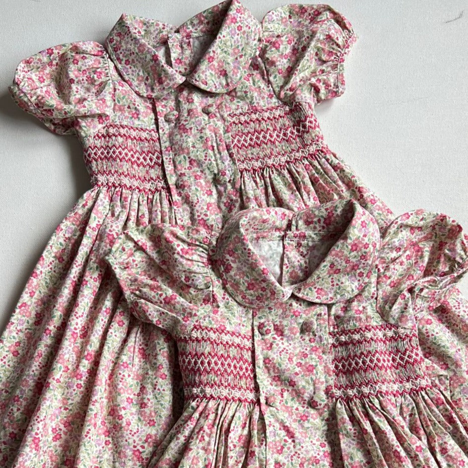 Floral Hand Smocked Dress & Bubble,6M to 10T.