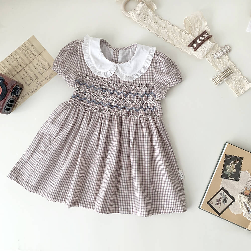 Vintage Geometric Hand Smocked Dress,12M to 6T.