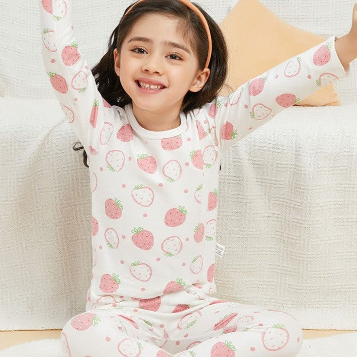 Cute Fruits Printed Kids PJs,2T to 8T.