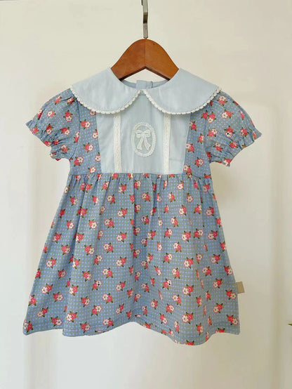 Gorgeous Floral Dress With Bow Design,2T to 6T.