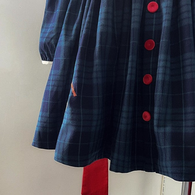 Peter Pan Collar Plaid Dress,12M to 7T.