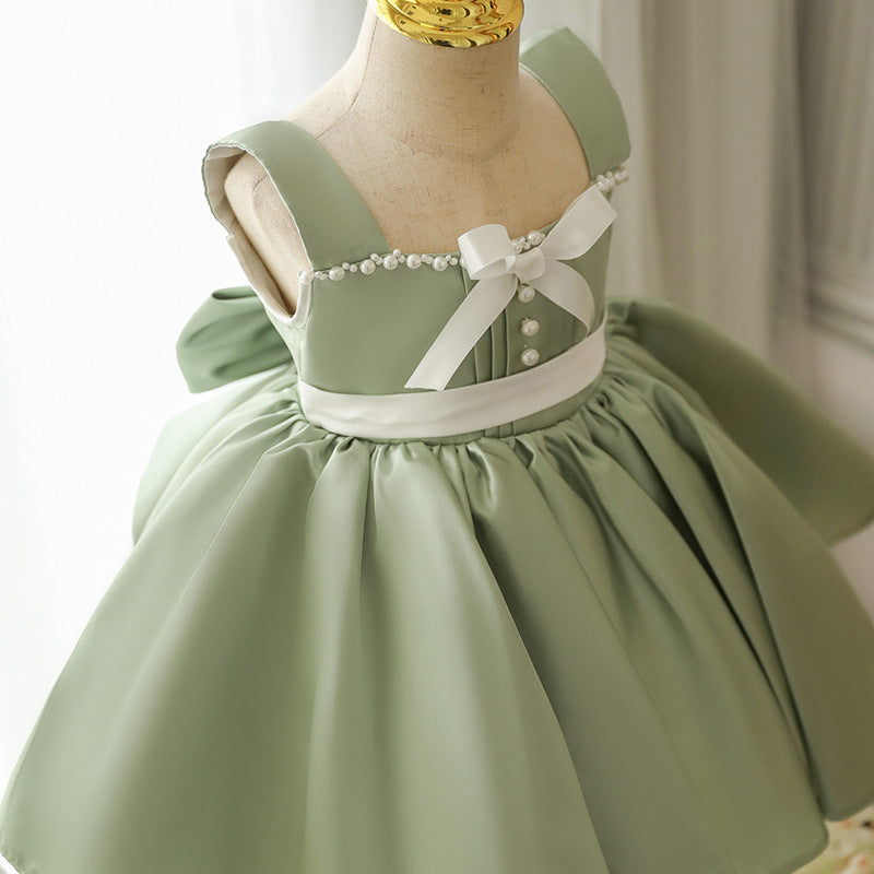 Green Princess Dress With Pearls,12M to 8T.