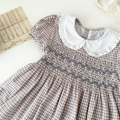 Vintage Geometric Hand Smocked Dress,12M to 6T.