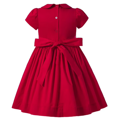 Classic Hand-Smocked Red Holiday Dress, 2T-10T