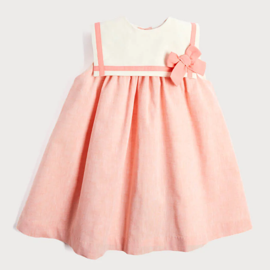 Adorable Pink Peach Bow Dress,12M to 7T.