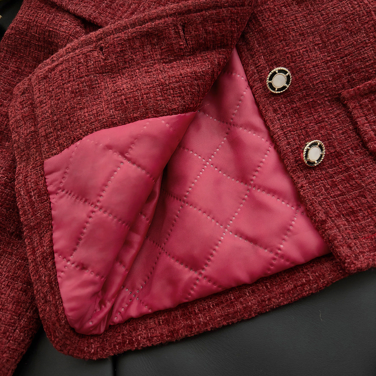 Classic Red Tweed Quilted Coat and Skirt Set, 2T to 7T