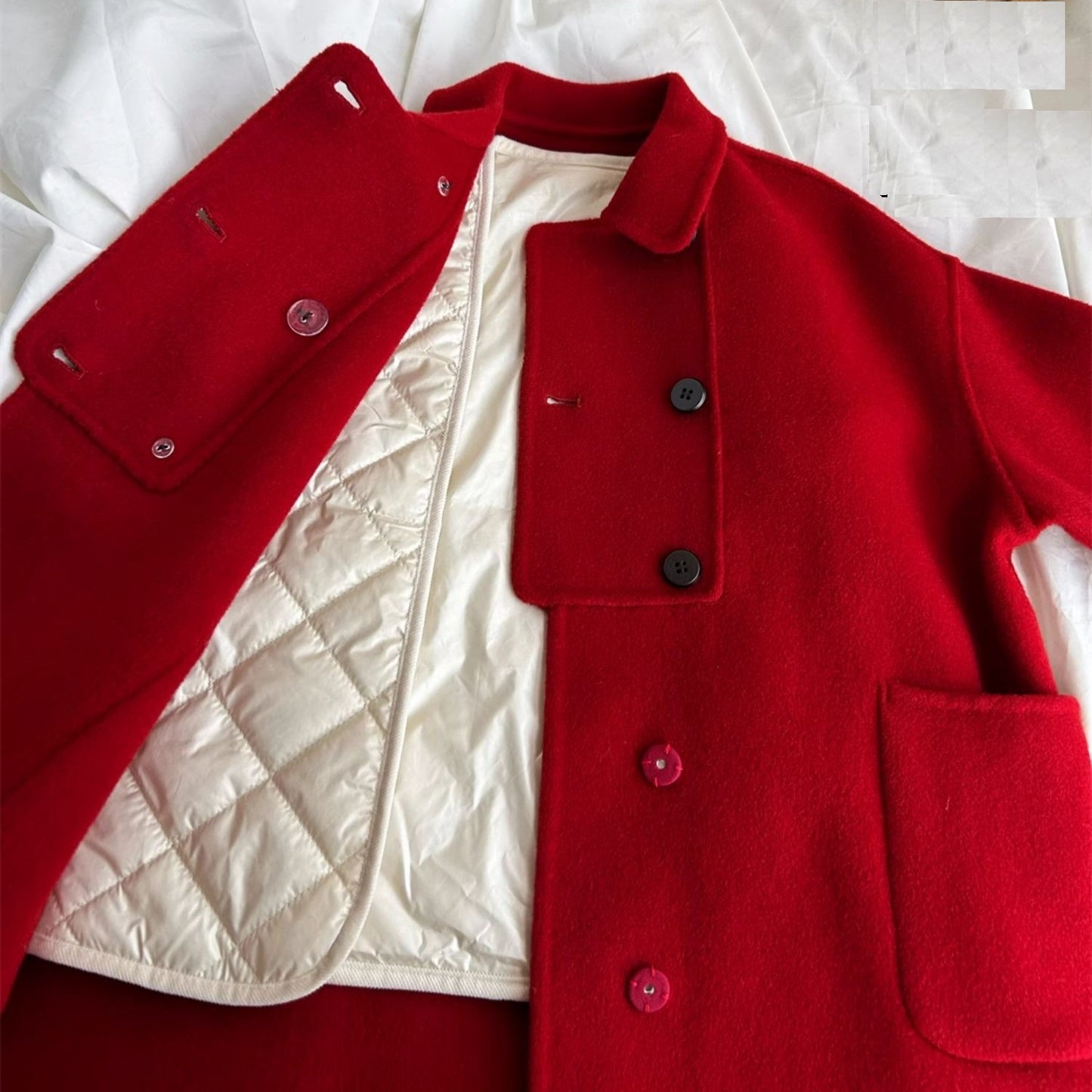 Handmade Kids Classic Red Wool Coat,3T to 8T