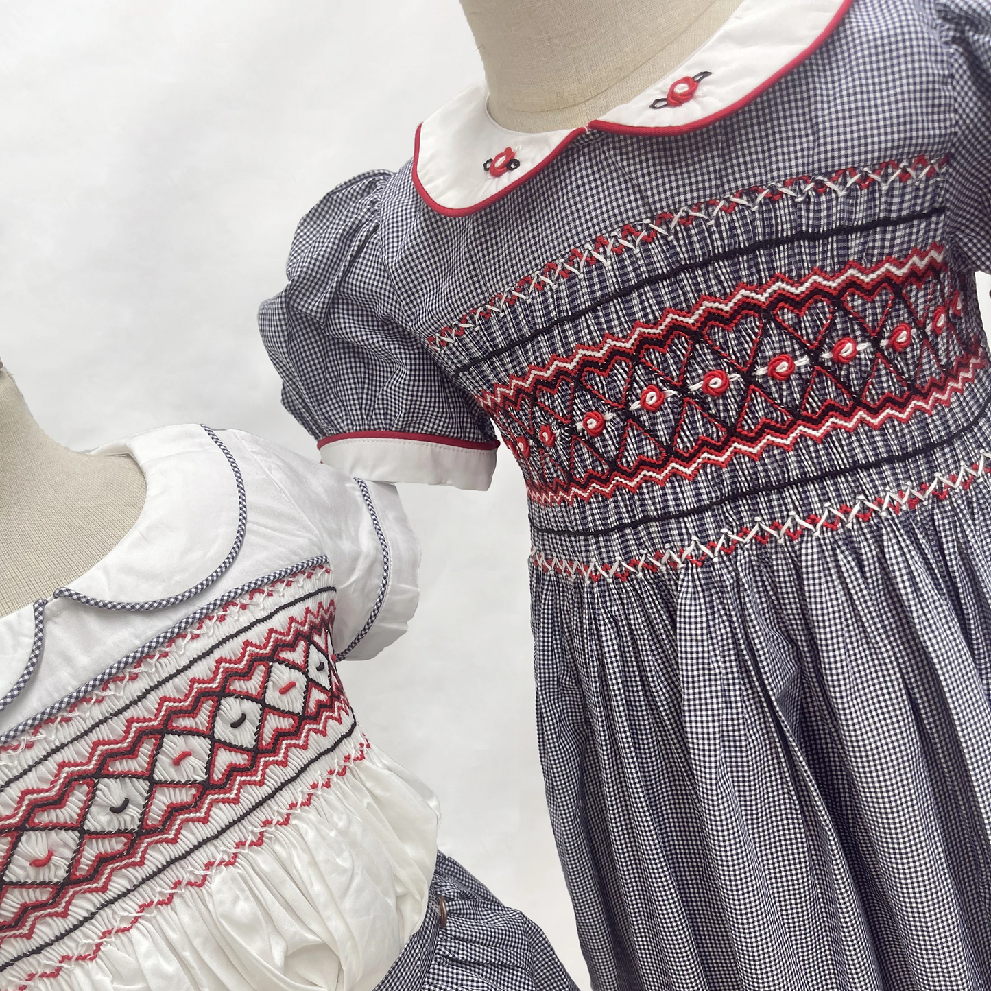 Timeless Handcrafted Sibling Set with Hand Smocking & Embroidery