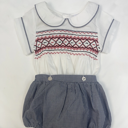 Timeless Handcrafted Sibling Set with Hand Smocking & Embroidery