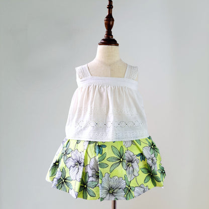 Cute Summer Top & Floral Skirt,6M to 10T.