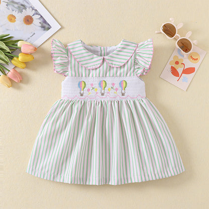 Air Balloon Embroidered Dress,12M to 5T.