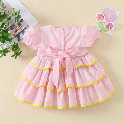 Cute Happy Birthday Embroidered Dress,12M to 5T.
