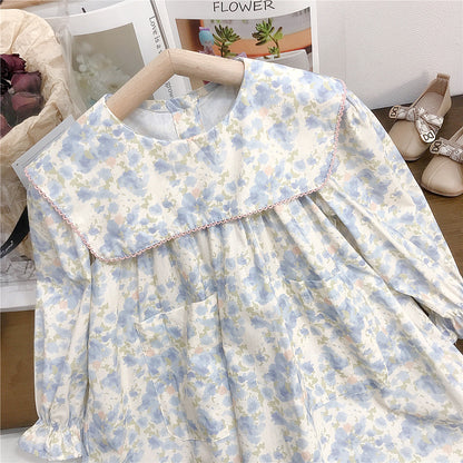 Pastel Dreams Floral Cotton Dress,2T to 7T.