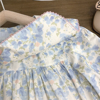 Pastel Dreams Floral Cotton Dress,2T to 7T.