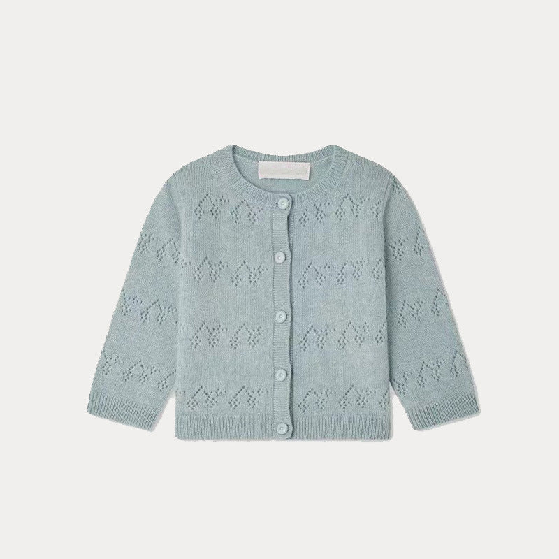 Lake Blue Pure Merino Wool Cardigan,2T to 8T.