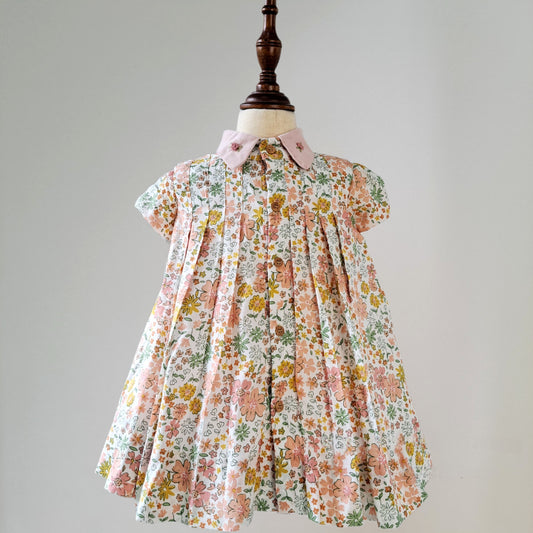 Floral Dress With Hand Embroidered Collar,6M to 10T.