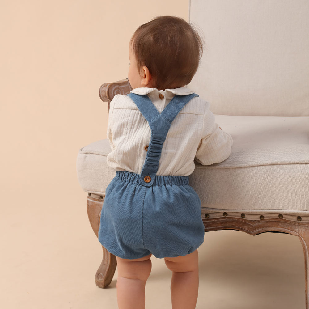 Full-Sleeve Shirt with Blue Overalls, 12M-5T