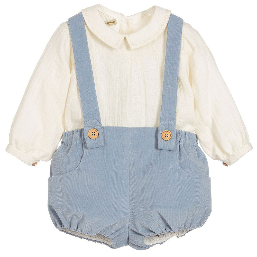 Full-Sleeve Shirt with Blue Overalls, 12M-5T