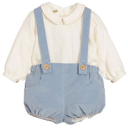 Full-Sleeve Shirt with Blue Overalls, 12M-5T