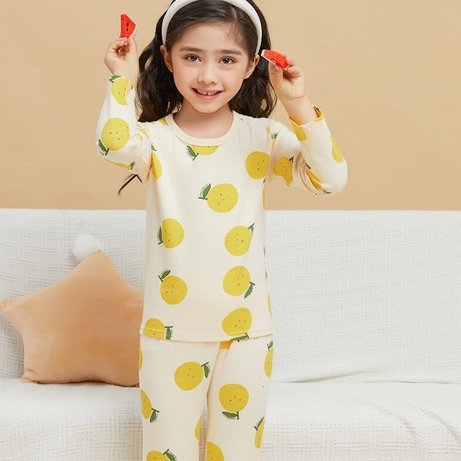 Cute Fruits Printed Kids PJs,2T to 8T.