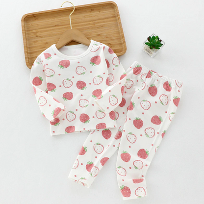 Cute Fruits Printed Kids PJs,2T to 8T.