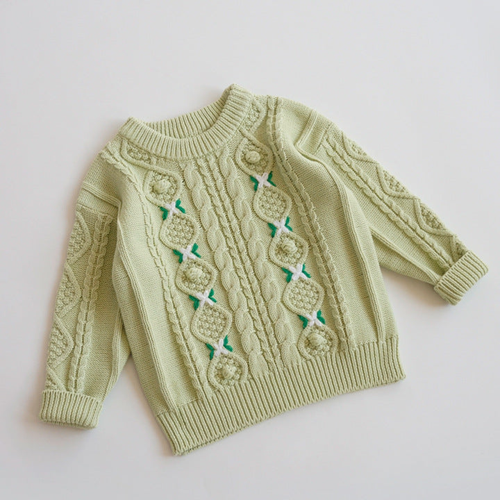 Hand-Embroidered Cotton Cardigan,2T-6T