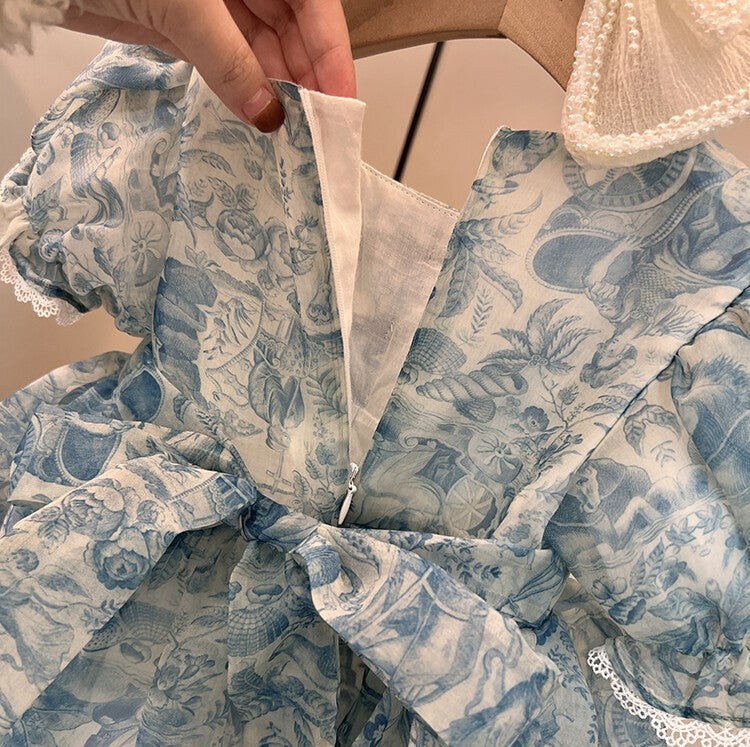 Toile Print Lolita Dress,2T to 8T.