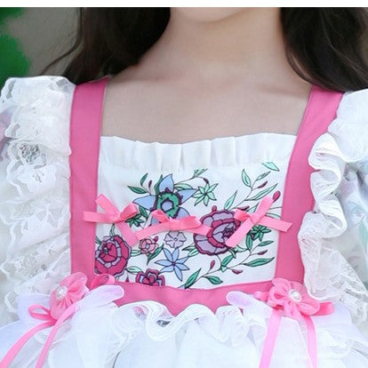 White & Pink Spanish Style Dress,12M to 8T.