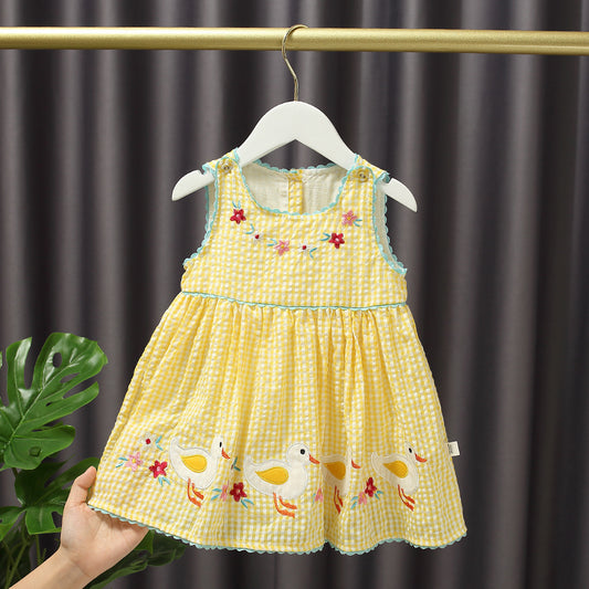 Yellow Dress With Embroidery & Appliques,9M to 4T.