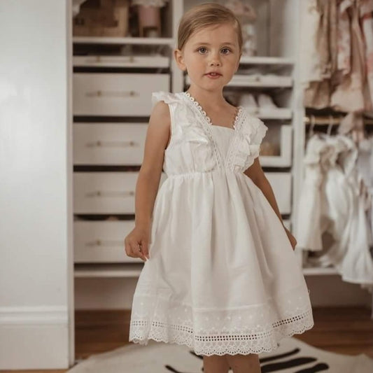 White Summer Lace Dress,2T to 7T.