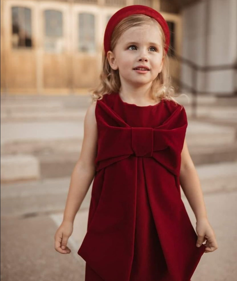 Stunning Red Bow Velvet Dress 12M to 6T