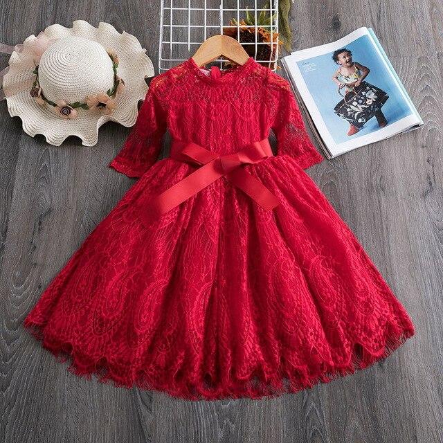 Girls red shops lace dress