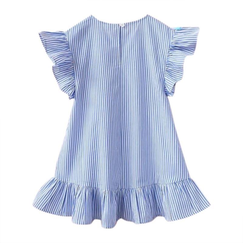 Tassel Flying Sleeve Dress, Blue, Cotton - Dream Town Store