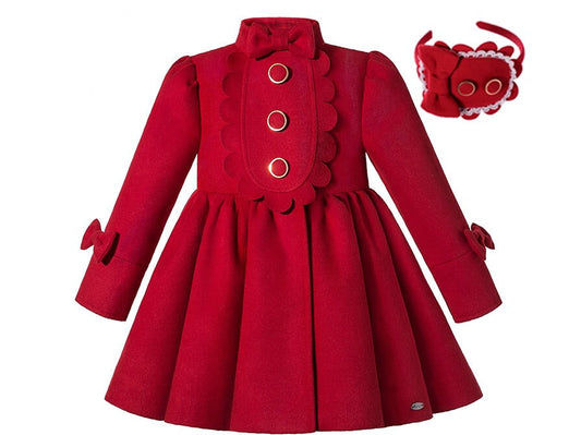 Premium Coat With Headband,Red/Blue,12M to 12T.