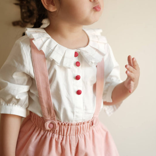 White & Pink Suspender Dress,12M to 7T.