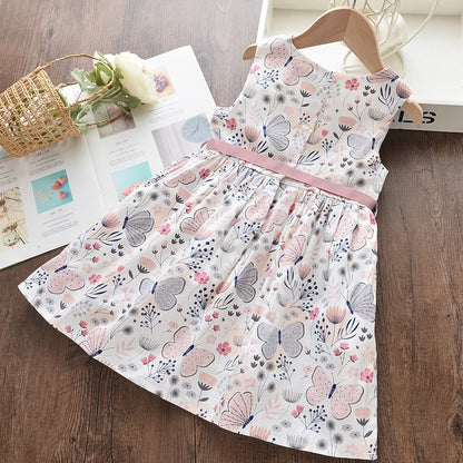 Cute Summer Casual Dress, 3T to 7T,Pink/Blue.