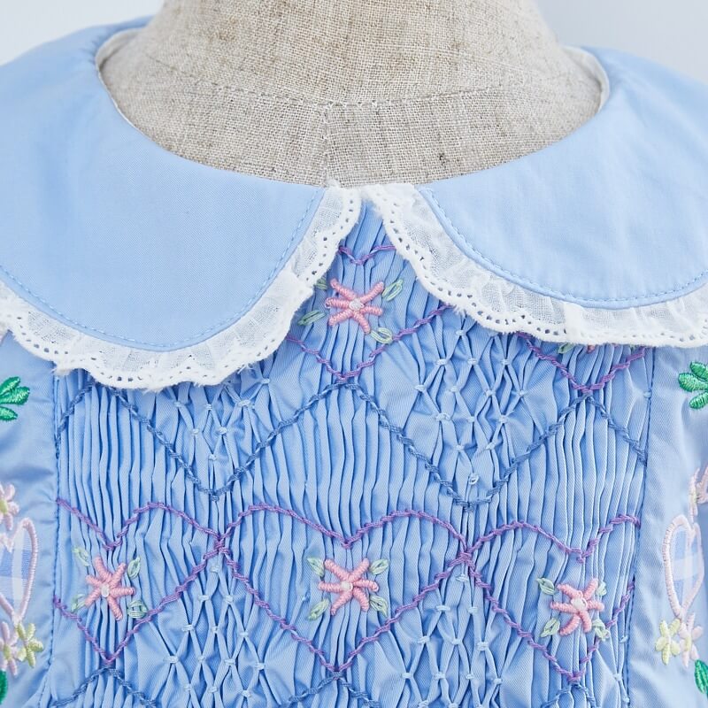 Cute Blue Smocked Bubble,6M To 3T.