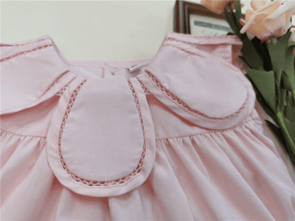 Cute Pink Petal Collar Dress & Romper,6M to 7T.