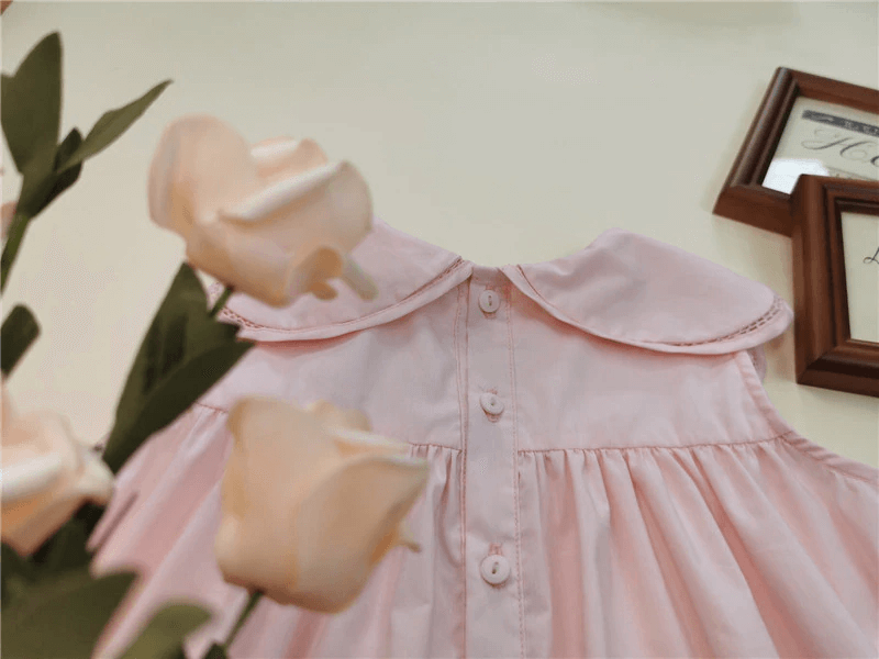 Cute Pink Petal Collar Dress & Romper,6M to 7T.